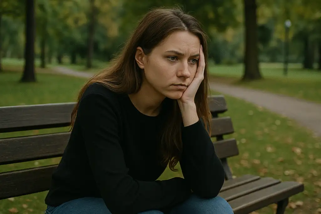 stressed_women_sitting_on_bench